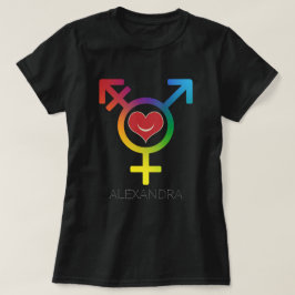 Transgender Rainbow Heart Smiling Gay LGBT Namn T Shirt