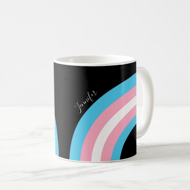 Transgender Rainbow Pride Flagga Anpassningsbar Bl Kaffemugg (Framsida höger)