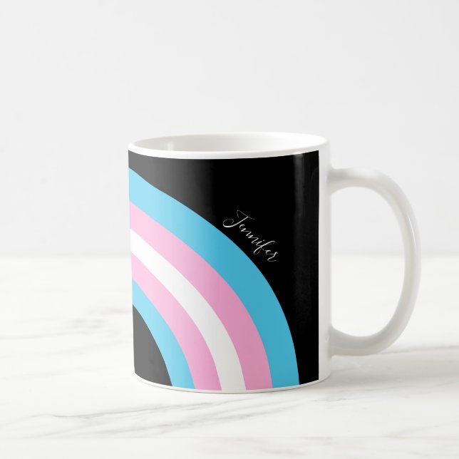 Transgender Rainbow Pride Flagga Monogram Coffee M Kaffemugg (Höger)