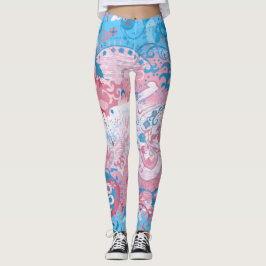 Transgender Snake Damask - Trans Pride Flagga Färg Leggings