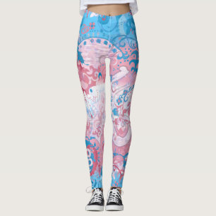 Transgender Snake Damask - Trans Pride Flagga Färg Leggings