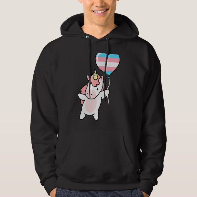 Transgender Unicorn Trans Pride Flagga Lgbtq Gende Hoodie (Framsida)