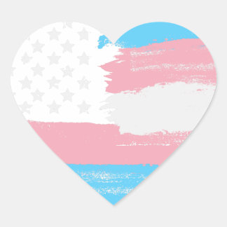 Transgender USA flagga | Sticker Hjärtformat Klistermärke