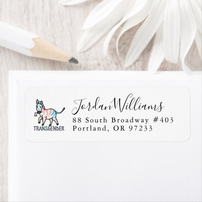 Transgender Zebra Returadress Etikett (Insitu)