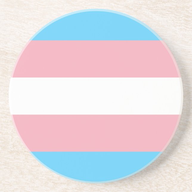 Transgenderfärgat prideflagg underlägg (Framsidan)