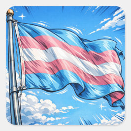 Transgenderflagga | LGBTQIA+ Fyrkantigt Klistermärke