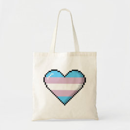 Transgenderpride 8-Bet PIXELhjärta Tygkasse