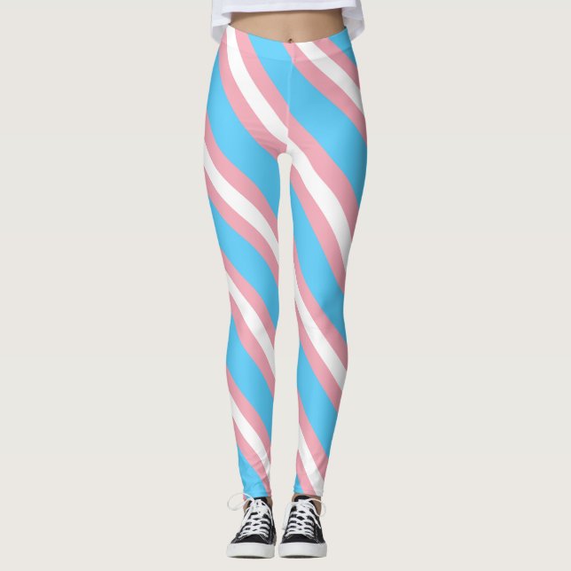 Transgenderprideflagga - LGBT-regnbåge Leggings (Framsida)