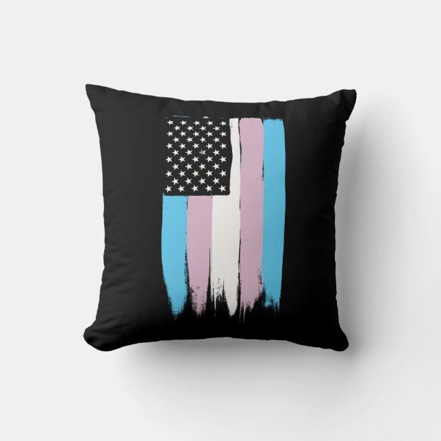 Transgenderpridestars och stripes kudde (Framsida)