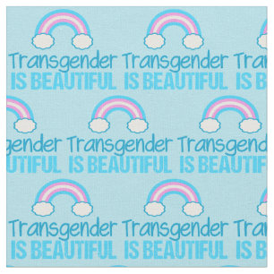 Transgenen är vacker Rainbow Blue Rosa White Tyg