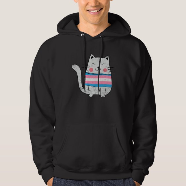 Transgenger Flag LGBTQ Cats Pride Cat Hoodie (Framsida)