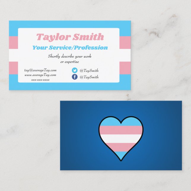 TransgenPride flagga/Affärskort Visitkort (Fram/baksida)