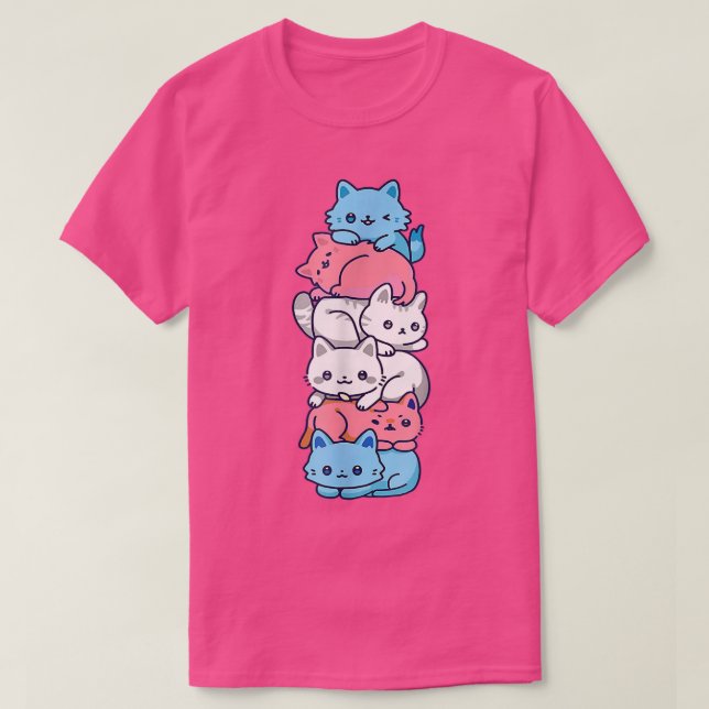Transgenus Pride Cat HBT Trans Flagga Cute Cats Pi T Shirt (Design framsida)