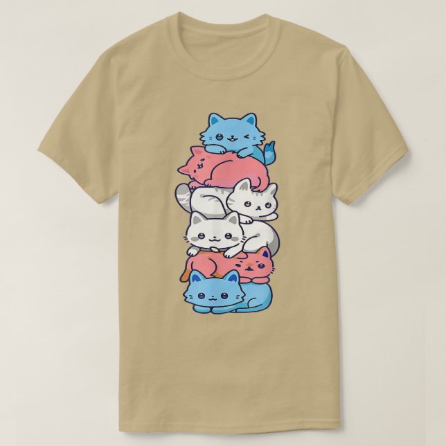 Transgenus Pride Cat HBT Trans Flagga Cute Cats Pi T Shirt (Design framsida)