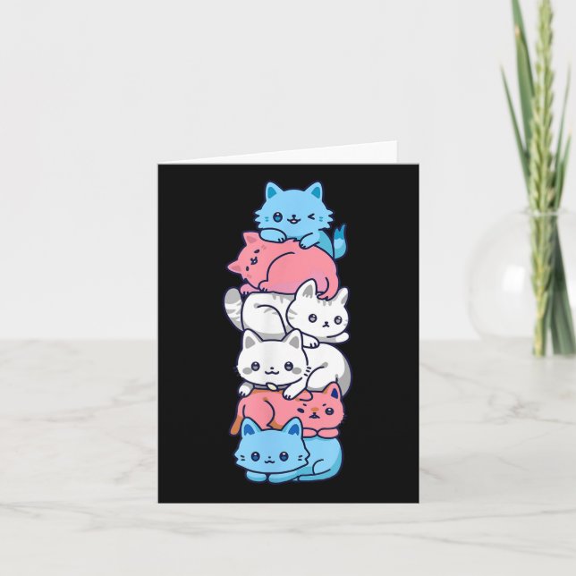 Transgenus Pride Cat Lgbt Trans Flagga Cute Cats P Kort (Framsida)