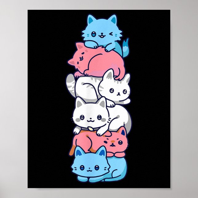 Transgenus Pride Cat Lgbt Trans Flagga Cute Cats P Poster (Framsidan)