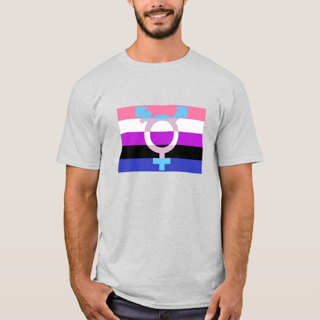 Transiteringssymbol för genderfluid Flagga Tee (Framsida)