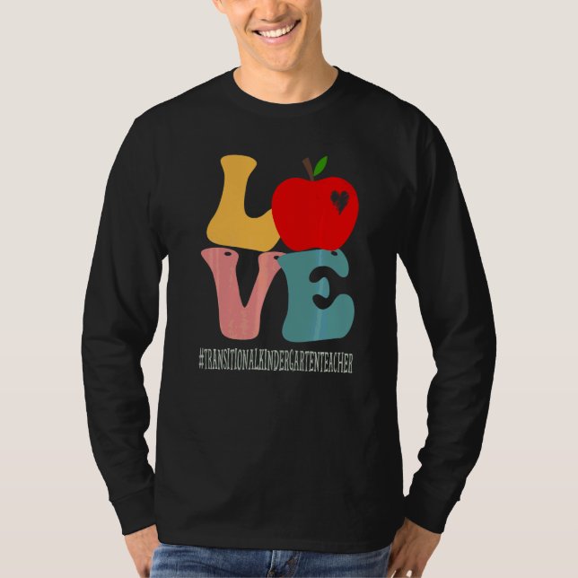 Transitional Kindergarten Teacher Love Groovy Back T Shirt (Framsida)