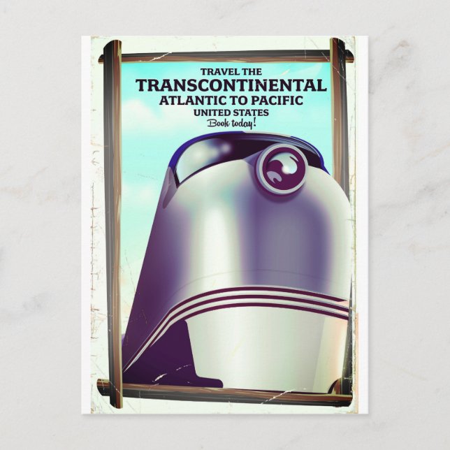 Transkontinental Railroad USA. Vykort (Framsida)
