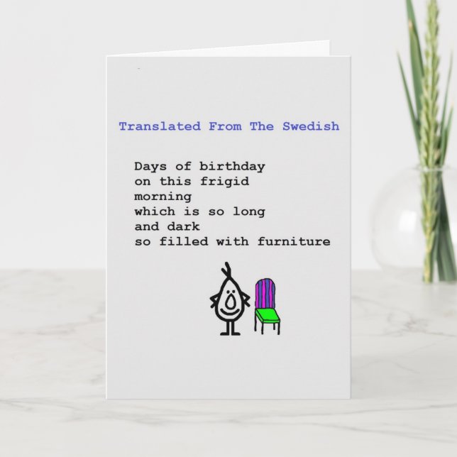 Translated from the Swedish - a birthday poem Kort (Framsida)