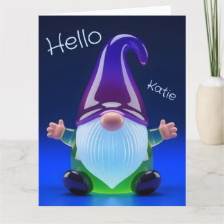 Translucent Glass Gnome Figurine with Custom Name Kort