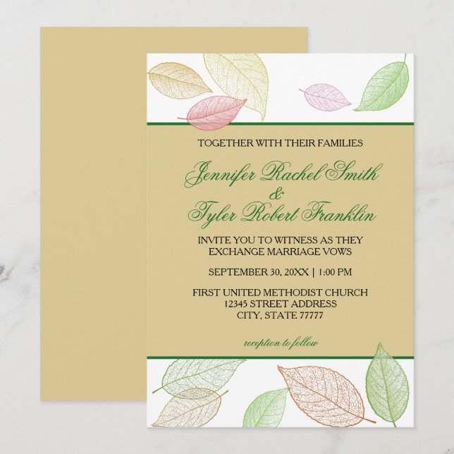 Translucent Höst löv - bröllopsinbjudan Inbjudningar (Fram/baksida)
