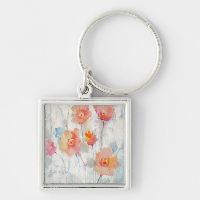 Translucent II Fyrkantig Silverfärgad Nyckelring (Framsidan)