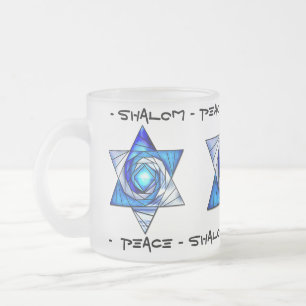 Translucent Stached Glass Star of David Frostad Glasmugg