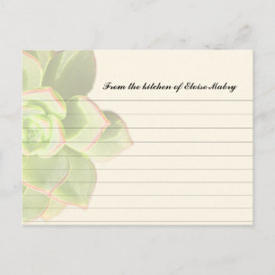 Translucent Succulcent Personlig Recipe Cards Vykort