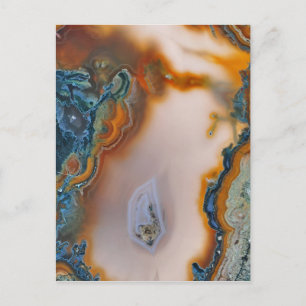 Translucent Teal & Rust Agate Vykort