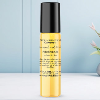 Transparent Black Text Perfume Roller Bottle Label Fyrkantigt Klistermärke