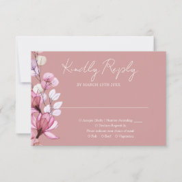 Transparent Blommig Monogram Dustrosa Bröllop OSA Kort