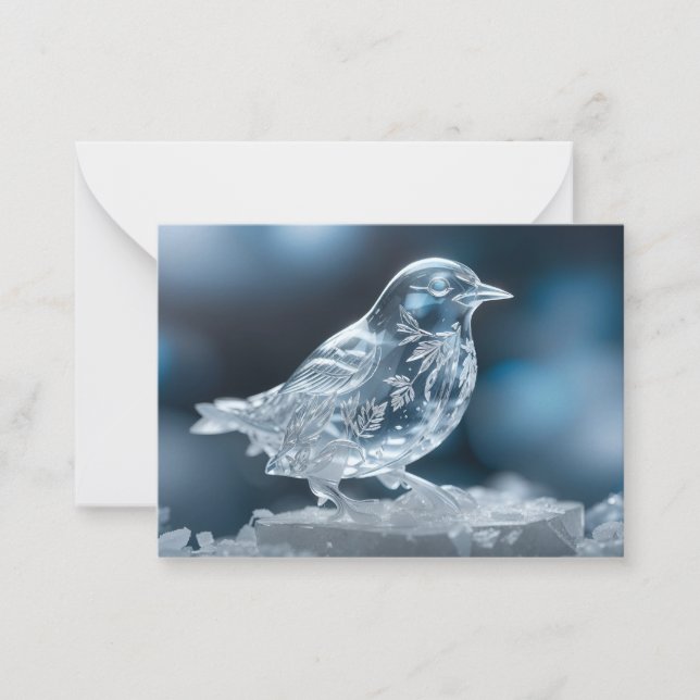transparent fågeliskristaller vinterjul snö anteckningskort (Framsida)