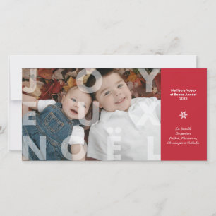 Transparent Joyeux Noel i rött fotokort Julkort