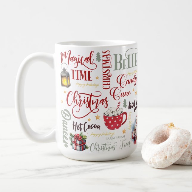 Transparent kolla med Tomte, Kakao & Lyktor Kaffemugg (Med munk)