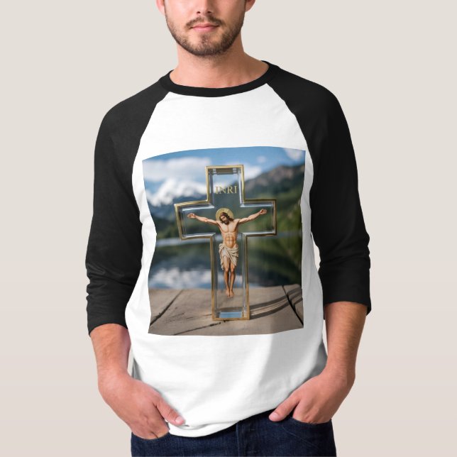 Transparent kors INRI T Shirt (Framsida)
