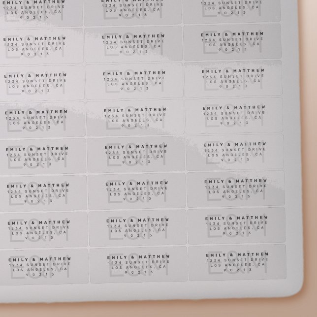 Transparent Modern Monogram Bröllop Returadress Klistermärken (Skapare uppladdad)