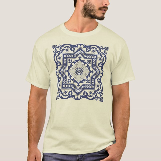 Transparent monogram Azulejo Stil Tee (Framsida)