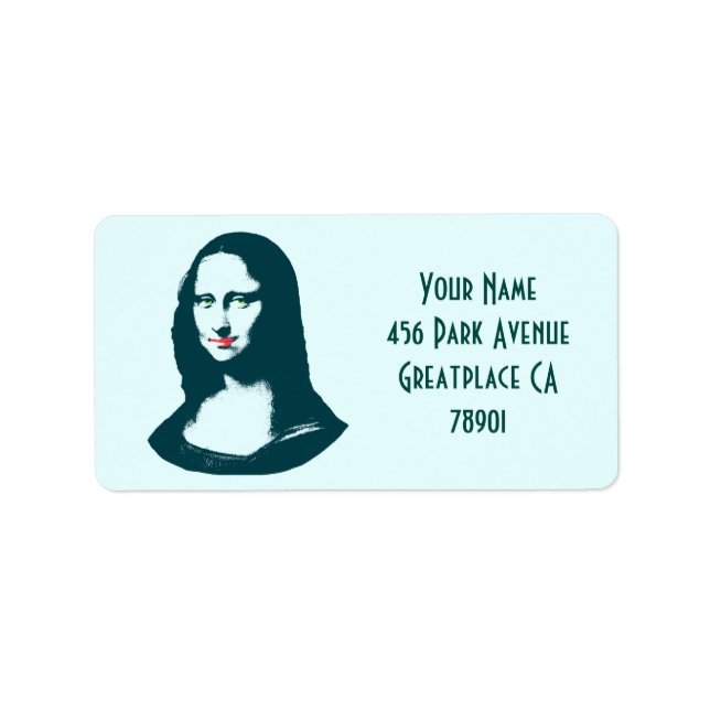 Transparent pop Art Mona Lisa Adress Lable Adressetikett (Framsidan)