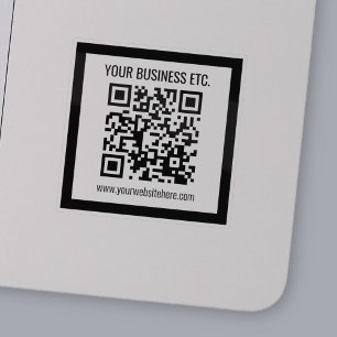 Transparent QR-kod för Business Namn och redigerba Klistermärken