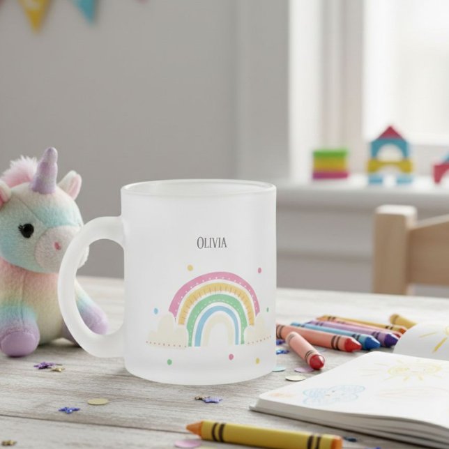 Transparent Rainbow Clouds Personalized Kids' Mug  Frostad Glasmugg (Skapare uppladdad)