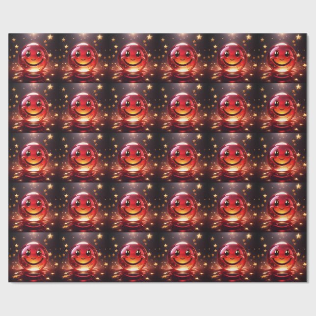 Transparent Red Bubbly Face With Stars  Presentpapper (Platt)