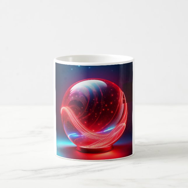 Transparent Reflective  Red Globe With Starbursts Kaffemugg (Center)