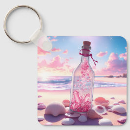 Transparent romantisk flytande flaska nyckelring