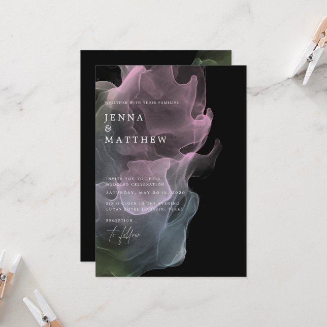 Transparent Silke Modern Bröllop Inbjudningar (Fram/Back In Situ)