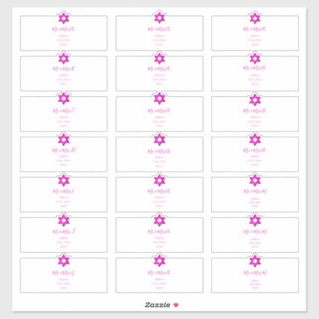 Transparenta etiketter för gästadress, varmröda (Ark)