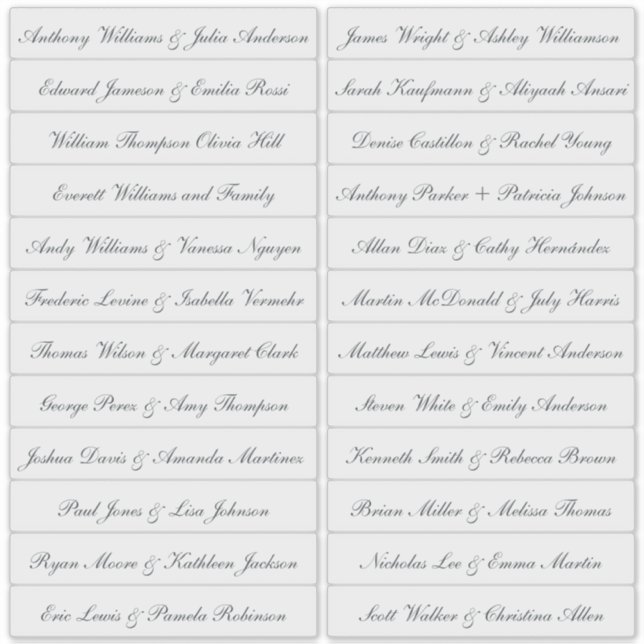 Transparenta etiketter för namn på kalligrafiefält (Framsida)