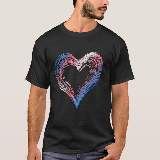 Transperson Doodle Hjärta Trans Rättigheter Pride  T Shirt (Framsida)