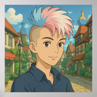 Transperson med Mohawk Anime Person | LGBTQIA+ Poster