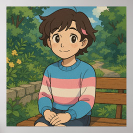 Transpersonflagga Anime Person | LGBTQIA+ Poster